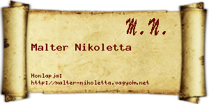Malter Nikoletta névjegykártya